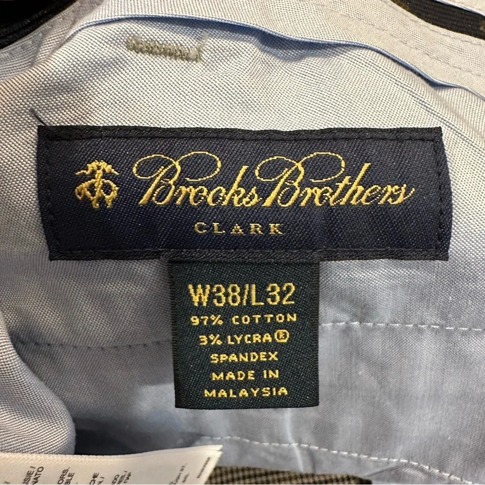 BROOKS BROTHERS Clark Fit Chino Pants Men's 38 X 32 Flat Front Trouser Patterned